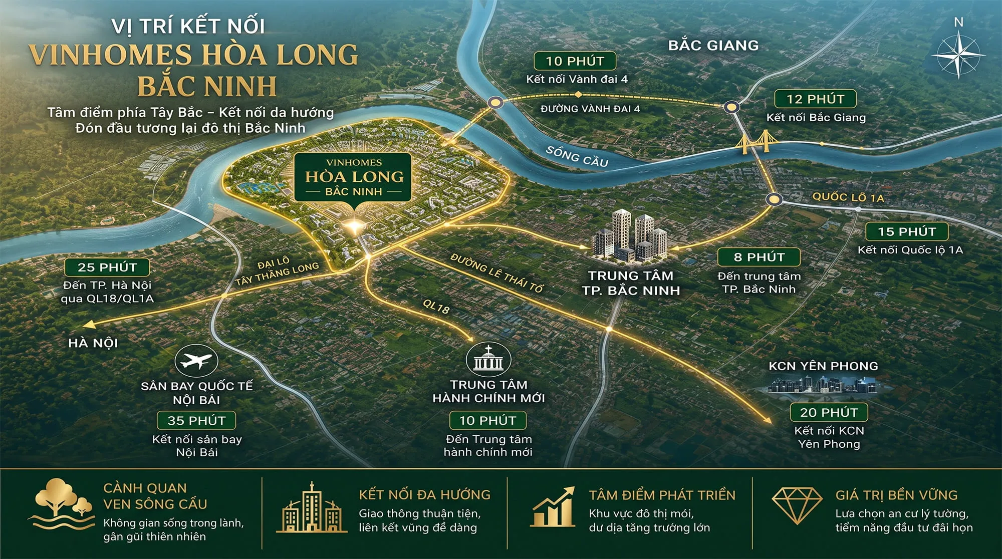 Bản đồ vị trí Vinhomes King Park trên bán đảo Hòa Long